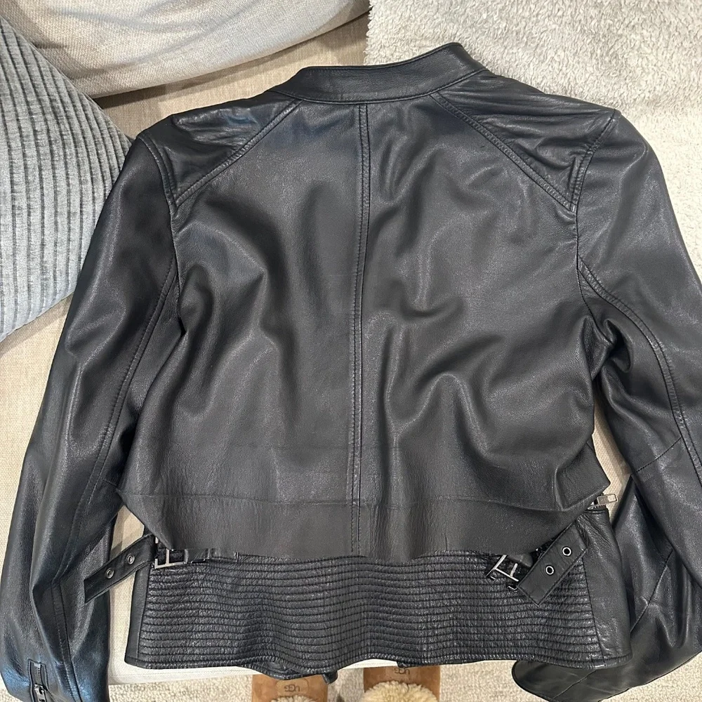 Monika Chiang Black 100% genuine soft leather jacket Size small - Picture 5 of 5